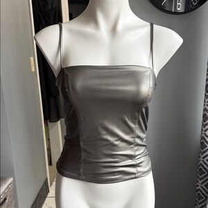 Sleek Metallic Gray Women's Top
